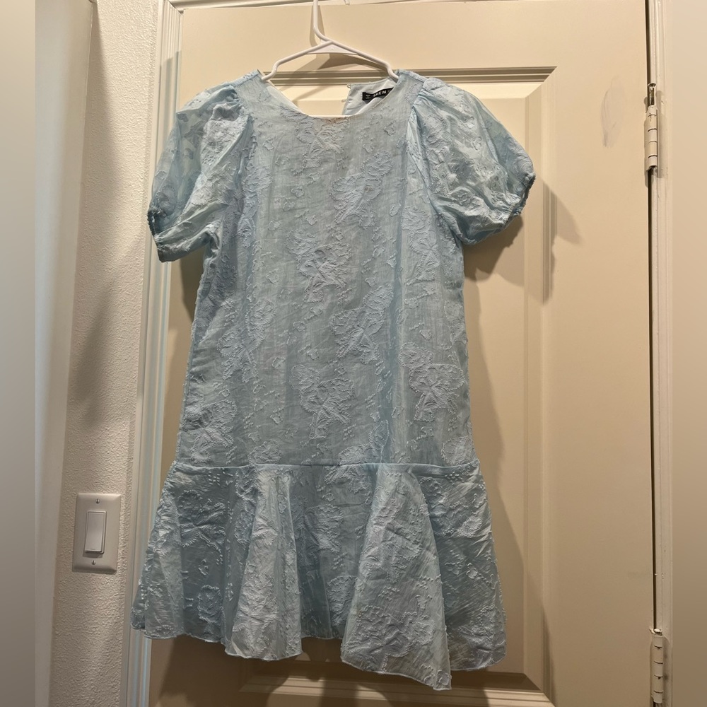 Light Blue Puff Sleeve Dress